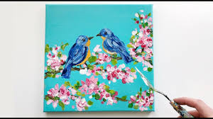 Acrylic Bird Paintings On Canvas Acrylic Bird Painting Easy For Beginners Palette Knife Techniques Daily Challenge 36 In 2020 Birds Painting Acrylic Painting For Beginners Bird Paintings On Canvas