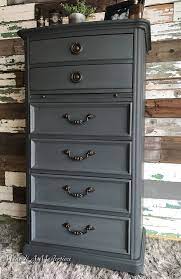 I wanted to share with you 30 beautiful cabinet paint colors for kitchens and baths that are also some of the most dependable and versatile colors out there for cabinetry. Gf Slate Gray Chalk Paint Gentleman S Chest Chalk Paint Colors Furniture Painted Furniture Colors Gray Chalk Paint