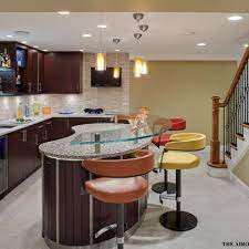Maybe you would like to learn more about one of these? Kidney Shaped Island Design Ideas Pictures Remodel And Decor Basement Bar Designs Contemporary Basement Basement Bar Design