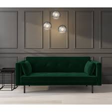 Pick a small sage sofa with rolled arms to complement a cozy, rustic den. Velvet Sofa Bed In Dark Green With Buttons Seats 3 Rory Furniture123