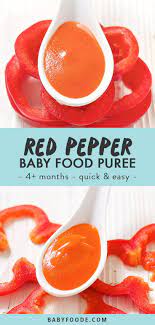 Red Pepper Baby Puree 4 Months Stage 1 Baby Foode Recipe Easy Homemade Baby Food Baby Puree Recipes Stuffed Peppers