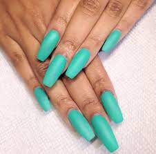 Long Teal Matte Nails Teal Acrylic Nails Turquoise Nails Turquoise Acrylic Nails