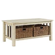 White Oak Coffee Table With Storage Baskets Coffee Table Wood Rustic Coffee Tables Wood Coffee Table Rustic