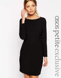 I might try this outfit with tights when the weather. Asos Shift Dress With 3 4 Sleeve In Black Lyst