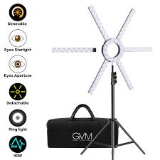 Gvm Led Ring Lights With Detachable Bars 90w Dimmable Led Video Lighting Kit With Tripod Bi Color Variable 3200k 5600k Cri 97 Video Lights For Live Stream Makeup Youtube Video Vlogs