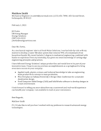 Cover letter for software engineering internship with no experience. Mechanical Engineer Cover Letter Examples Resumebuilder Com