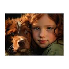 Daughter and Dog Greeting Card by Lori Grimmett