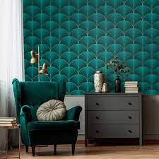 Bella Wallpaper Green Feature Wall Living Room Living Room Green Wallpaper Bedroom Feature Wall