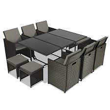 Il a été conçu spécialement pour une utilisation extérieure et se compose donc de matériaux de qualité, résistants. Idmarket Salon De Jardin Encastrable Merida Gris 10 Places Resine Tressee