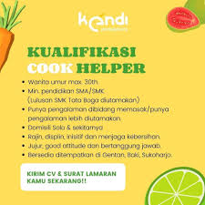 10 contoh cv lamaran kerja terbaik. Lowongan Kerja Cook Helper Kendi Press Juicery Healthy Kitchen Di Solo Info Loker Solo