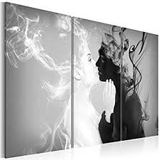 Black And White Kiss Canvas Jesc Abstract Smoky Kissing Couple Black And White Portrait Oil Painting Creative Home Decorative Canvas Canvas Pictures Kids Art Wall Frames Graphic Art Print
