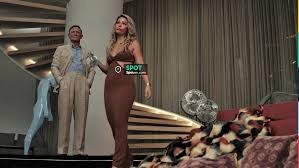 The brown bronze Cult Gaia dress worn by Whiskey (Madelyn Cline) in the  movie Glass Onion - A Story with Drawn Knives | Spotern