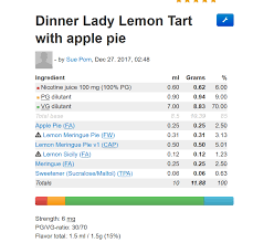 Dinner Lady Lemon Tart With Apple Pie E Liquid Recipes Com Lemon Tart Vape Juice E Juice Recipe