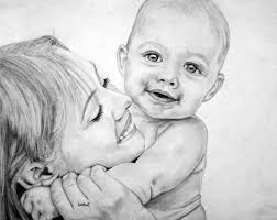Cartoon toddler images, stock photos & vectors | shutterstock. Father And Baby Pencil Drawings Page 1 Line 17qq Com