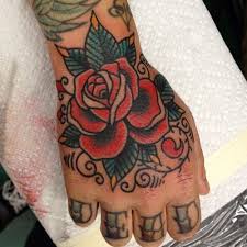 Fuckyeahhandtattoos Traditional Hand Tattoo Traditional Rose Tattoos Rose Hand Tattoo