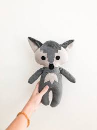 Gray Wolf Minky Plush Fleece Doll Stuffed Animal Woodland Etsy Wolf Stuffed Animal Soft Toy Animals Cat Doll