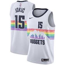 In the 46 years of the denver nuggets, each jersey design has represented an era of a star player and some type of postseason success. Men S Denver Nuggets Nikola Jokic Swingman Jersey City Edition White City Denver Nuggets Jersey