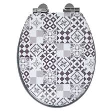 Abattant Wc Motif Carreaux De Ciment Abattant Wc Accessoires De Salle De Bain Et Wc Decoration Gifi