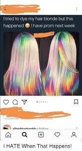 See more ideas about long hair styles, prom hair, hair styles. L Tried To Dye My Hair Blonde But This Happened I Have Prom Next Week 13 Hours Ag Hair Meme On Me Me