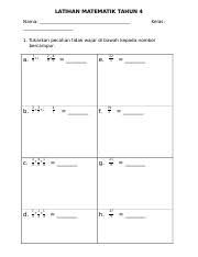 Check spelling or type a new query. Latihan Matematik Tahun 4 Pecahan P T W Pdf Latihan Matematik Tahun 4 Nama Kelas 1 Tukarkan Pecahan Tidak Wajar Di Bawah Kepada Nombor Bercampur A 1 Course Hero
