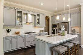 Sleek Gray Kitchen Featuring Echelon Cabinets Kitchen Cabinets Kitchen Cabinet Colors New Homes For Sale New Homes