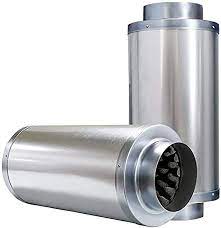 The noise reducer silencer for inline duct fan seems like the answer. Vivosun 6 Inch Noise Reducer Silencer For Inline Duct Fan Amazon Com