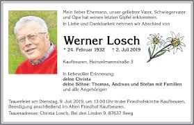 He received his bachelor's degree in missions in 1981 from christian heritage college in el cajon, calif. Traueranzeigen Von Werner Losch Trauer Im Allgaeu De