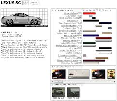 lexus sc exterior color chart paint code exterior colors