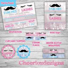 Staches Or Lashes Gender Reveal Party Kit Printable Custom Gender Reveal Party Gender Reveal Shower Reveal Parties