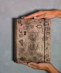 Wooden Recipe Notebook With Custom Print Journal Blank Sketchbook Great Gift For Girlfriend Brother Sister Rec Custom Recipe Recipe Book Diy Journal Gift