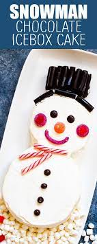 Snowman Chocolate Icebox Cake Recipe Simplyrecipes Com Recipe Icebox Cake Icebox Cake Recipes Christmas Baking