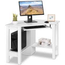 When looking to outfit your office with tables or desks, it helps to find options that are multifunctional as the needs of your. Costway Wooden Corner Desk With Drawer Computer Pc Table Study Office Room White Walmart Com Walmart Com