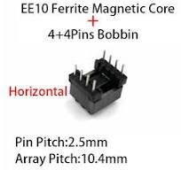 EE10 4+4Pin 8P Mn-Zn PC40 Vertical Horizontal 2.5mm Pitch Transformer  Ferrite Magnetic Core Coil Bakelite Skeleton Former Bobbin - AliExpress 13