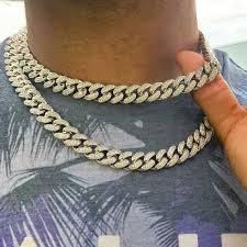 14k gold diamond cuban link. 13mm Iced Flooded Miami Cuban Link Chain In White Gold Etsy Cuban Link Chain Necklaces Cuban Link Chain Hip Hop Chains