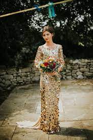 We Could Not Be Bigger Fans Of This Bride S Gold Sequin Wedding Dress Wedding Dress Sequin Wedding Dresses Sequin Wedding