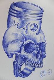Skull Piston Dessin Sketch Drawing Croquis Ballpen Art Skull Art Drawing Skull Artwork Skull Sleeve Tattoos