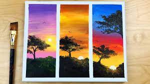 Pastel colored painting of river evergreens sunset. Acrylic Painting Ideas 28 Curated Video Demonstrations Tutorials Ken Bromley Art Supplies