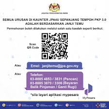 Penangguhan bayaran balik pinjaman tpp hanya layak untuk dipertimbangkan sekiranya penangguhan bayaran balik pinjaman tidak akan dibenarkan bagi pengajian separuh masa. Semua Urusan Di Kaunter Jpa4u Sepanjang Tempoh Pkp 3 0 Adalah Berdasarkan Janji Temu Janji Temu Boleh Dibuat Melalui Qr Code Emel Janjitemu Jpa Gov My Telefon 03 8885 4853 3831 Pencen 03 8885 3870 3306