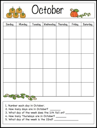 october learning calendar template for kids free printable kids calendar free calendar template calendar worksheets
