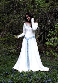 Blue Accented Dress Celtic Wedding Dress Medieval Wedding Dress Celtic Dress