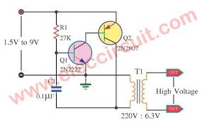 How To Make 1 5v To 220v Inverter Circuit Eleccircuit Com Electronic Circuit Projects Simple Electronic Circuits Electronics Circuit