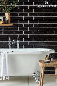 Jet Black Large Brick Ceramic Tile Brick Tiles Brick Bathroom Style Tile