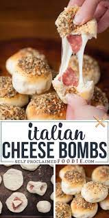 Italian Cheese Bombs Take Only Minutes To Prepare Using Premade Biscuit Dough Wrapped Around Melty Italian Cheese And Cheese Bombs Easy Appetizer Recipes Food