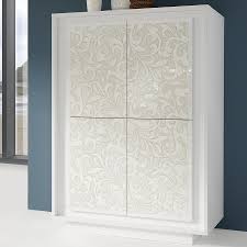 Buffet haut blanc, 4 portes ( 1 Argentier Blanc Laque Mat Avec Motifs Sofamobili