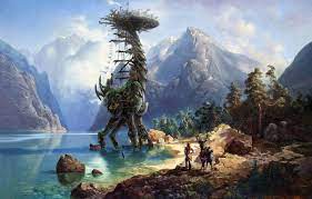 Horizon zero dawn did the impossible almost too effortlessly — retroactively became a part of my childhood (everything about hzd screams. Wallpaper Water River Mountain Art Horizon Zero Dawn Aloy Tallneck Images For Desktop Section Igry Download