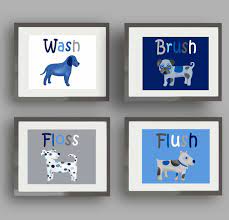 Get great deals on bathroom dogs & puppies décor wall decals art. Dog Wall Art Decor For Boy Bathroom Dog Bathroom Rules Wash Flush Brush Print Dog Bathroom Decor Bathroom Art Prints Art Wall Kids