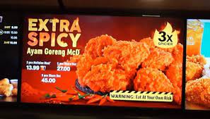 Serving size = per 100g regular, per 100g spicy % recommended nutrient intake (rni) are based on 2,130 jom tengok promosi dan diskaun menu mcd malaysia. Ayam Goreng Mcd Extra Spicy 3x Menanti Anda 25 Julai Ini Cham Ais