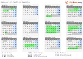 Druck kalender 2020 kostenlos mit wochennummern. Kalender 2021 Ferien Nordrhein Westfalen Feiertage
