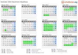 Kostenlos jahreskalender 2021 nrw zum ausdrucken. Kalender 2021 Ferien Nordrhein Westfalen Feiertage