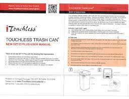 Itouchless will repair or replace a working condition lid cover thereof which fails as the result of such a defect during the warranty period. Itouchless Dzt 13 Plus User Manual Pdf Download Manualslib